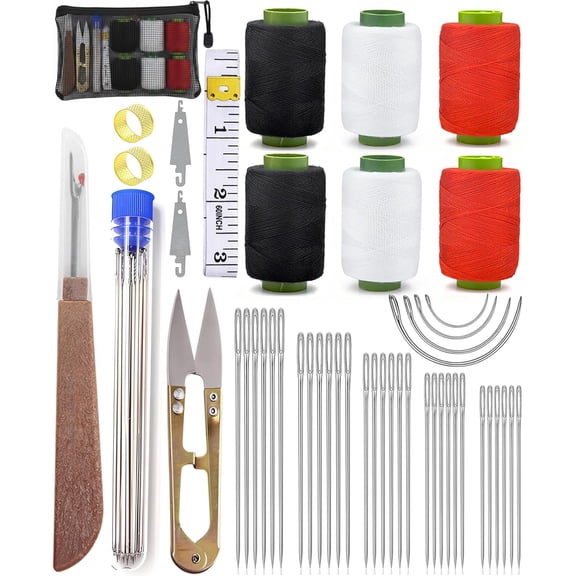 44Pcs Sewing Tool Set, Big Eye Steel Sewing Needle Kit, Threader and Needle Repair Kit Stainless Steel Needles for Hand Sewing