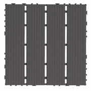 Kosynda 44Pcs Stripe Style Patio Deck Tiles, 12 x 12in, Waterproof Interlocking Floor Tiles for Porch, Poolside, Balcony, Backyard, Dark Gray