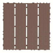 Kosynda 44Pcs Stripe Style Patio Deck Tiles, 12 x 12in, Waterproof Interlocking Floor Tiles for Porch, Poolside, Balcony, Backyard, Red Brown