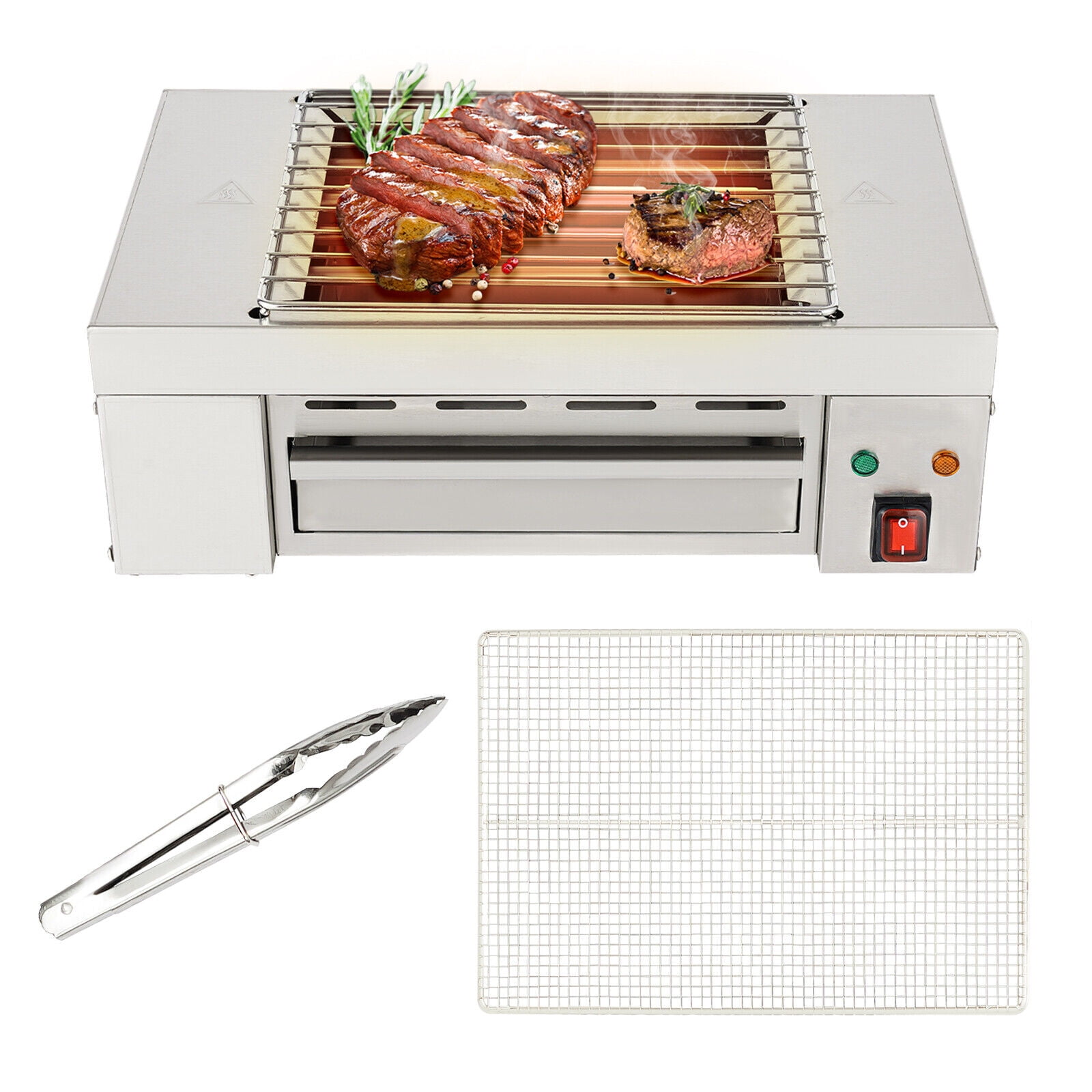 44cm/17in Commercial Electric Countertop Griddle Flat Top Grill Hot Plate BBQ