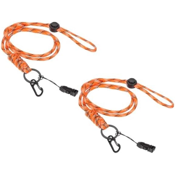 44cm Neck Lanyard with Hook, 2 Pcs Adjustable Long Keychain Strap Badge Lanyard with Release Buckle for ID Badges Holder Keys USB Keychain USB Office, Camo Orange$$Office