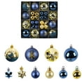 thumbnail image 1 of 44ct Blue Silver Christmas Ball Ornaments - Bulk Glitter Hanging Decor Set with Large & Mini Sizes for Tree, Garland & Holiday Party, 1 of 9
