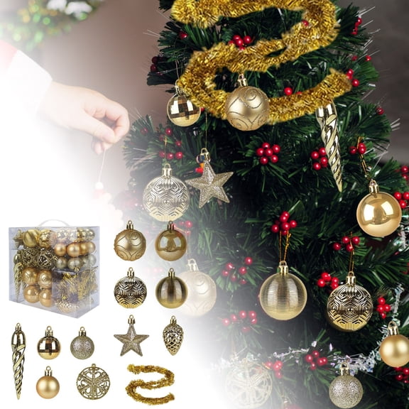 44ct Shatterproof Christmas Ornaments Bulk Set Colorful Baubles Christmas Tree Decorations Hanging Pendants for Xmas Holiday Party and Wedding Decor