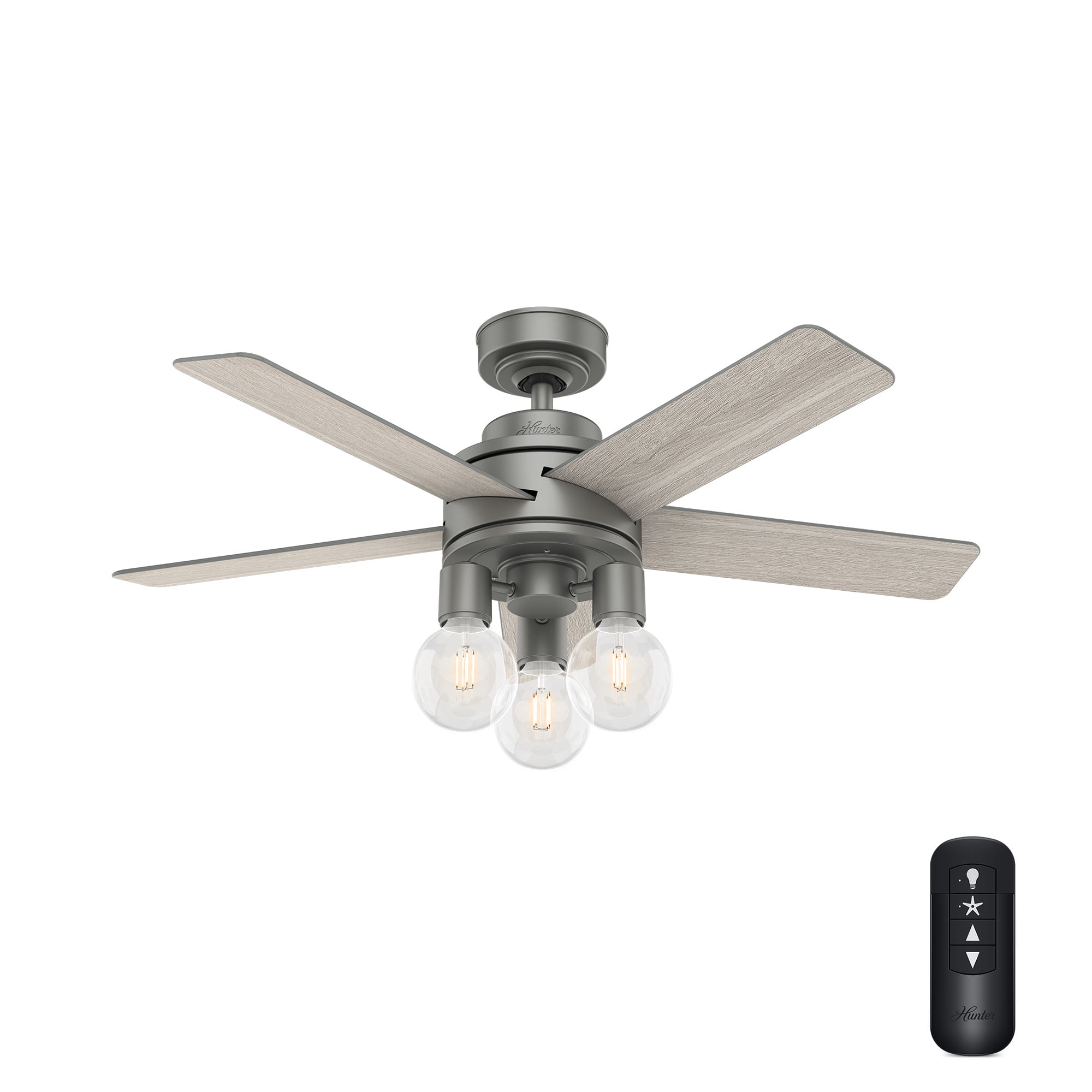 Hunter Fan Company Margo Ceiling Fan – 44 Inch Matte Black, Whisper-Quiet Motor With Light | Ideal For Bedrooms & Small Rooms