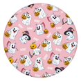 thumbnail image 1 of 44in Pink Ghost Round Halloween Tablecloth with Elastic Edge, Fitted Table Cover for 36-44" Tables, Polyester Reusable Table Cloths Wipe Clean for Picnic, Dining, Outdoor Use and Party Decor, 1 of 7