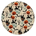 thumbnail image 1 of 44in Pumpkin Ghost Round Halloween Tablecloth with Elastic Edge, Fitted Table Cover for 36-44" Tables, Polyester Reusable Table Cloths Wipe Clean for Picnic, Dining, Outdoor Use and Party Decor, 1 of 7