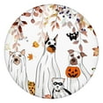 thumbnail image 1 of 44in Round Halloween Pumpkin Ghost Tablecloth with Elastic Edge, Fitted Table Cover for 36-44" Tables, Polyester Reusable Table Cloths Wipe Clean for Picnic, Dining, Outdoor Use and Party Decor, 1 of 7