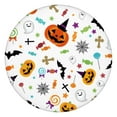 thumbnail image 1 of 44in Round Halloween Pumpkin Ghost Tablecloth with Elastic Edge, Fitted Table Cover for 36-44" Tables, Polyester Reusable Table Cloths Wipe Clean for Picnic, Dining, Outdoor Use and Party Decor, 1 of 7
