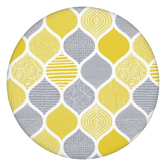 44in Round Tablecloth with Elastic Edge, Waterproof Fitted Table Cover for 36-44" Tables, Boho Theme Polyester Reusable Table Cloths Wipe Clean for Picnic, Dining, Outdoor Use and Party Decor