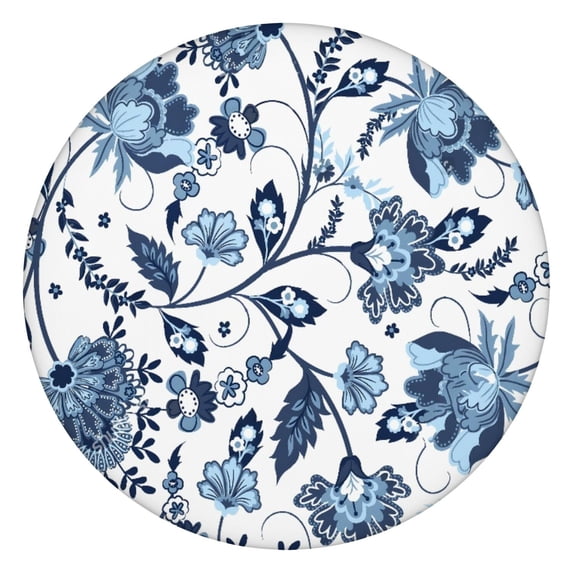 44in Round Tablecloth with Elastic Edge, Waterproof Fitted Table Cover for 36-44" Tables, Boho Theme Polyester Reusable Table Cloths Wipe Clean for Picnic, Dining, Outdoor Use and Party Decor