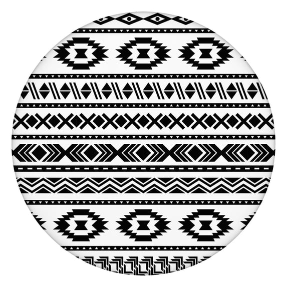 44in Round Tablecloth with Elastic Edge, Waterproof Fitted Table Cover for 36-44" Tables, Boho Theme Polyester Reusable Table Cloths Wipe Clean for Picnic, Dining, Outdoor Use and Party Decor