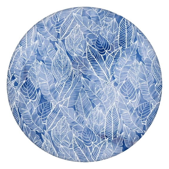 44in Round Tablecloth with Elastic Edge, Waterproof Fitted Table Cover for 36-44" Tables, Floral Theme Polyester Reusable Table Cloths Wipe Clean for Picnic, Dining, Outdoor Use and Party Decor