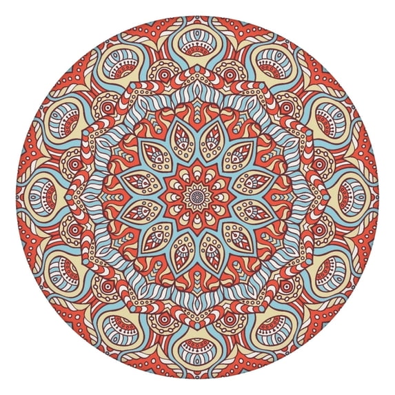 44in Round Tablecloth with Elastic Edge, Waterproof Fitted Table Cover for 36-44" Tables, Floral Theme Polyester Reusable Table Cloths Wipe Clean for Picnic, Dining, Outdoor Use and Party Decor