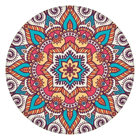 44in Round Tablecloth with Elastic Edge, Waterproof Fitted Table Cover for 36-44" Tables, Floral Theme Polyester Reusable Table Cloths Wipe Clean for Picnic, Dining, Outdoor Use and Party Decor