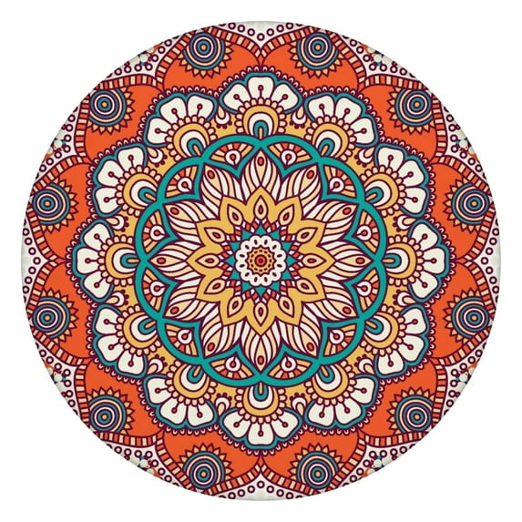 44in Round Tablecloth with Elastic Edge, Waterproof Fitted Table Cover for 36-44" Tables, Floral Theme Polyester Reusable Table Cloths Wipe Clean for Picnic, Dining, Outdoor Use and Party Decor