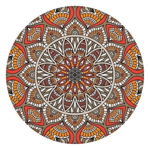 44in Round Tablecloth with Elastic Edge, Waterproof Fitted Table Cover for 36-44" Tables, Floral Theme Polyester Reusable Table Cloths Wipe Clean for Picnic, Dining, Outdoor Use and Party Decor