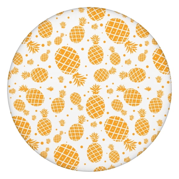 44in Round Tablecloth with Elastic Edge, Waterproof Fitted Table Cover for 36-44" Tables, Pineapple Theme Polyester Reusable Table Cloths Wipe Clean for Picnic, Dining, Outdoor Use and Party Decor