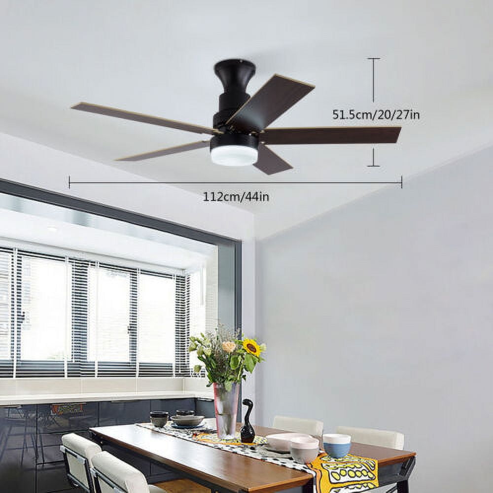 44inch LED Ceiling Fan Light with Remote Multi-Function 5 Retractable Blades
