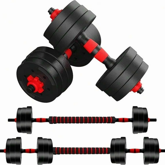 44lbs Adjustable Dumbbell Set - 3 in 1 Free Weight (Dumbbell/Barbell/Push Up Stand) for Home & Gym, Men & Women