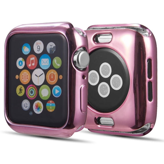 44mm Case, Rose Gold Flexible TPU Form-Fit Cover [with Metallic Electroplated Finish] for iWatch 4 (44mm)