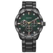George 44mm Mens Gunmetal Tone Crystal Bracelet Watch