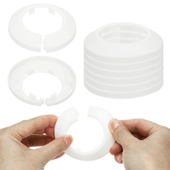 44mm Plumbing Cover Plates, 9 PCS Wall Split Flange Pipe Cover Decoration Escutcheon Plate Collar Flange Water Pipe Cover Decoration PP Plastic for Wall Pipe Tube Hole, White
