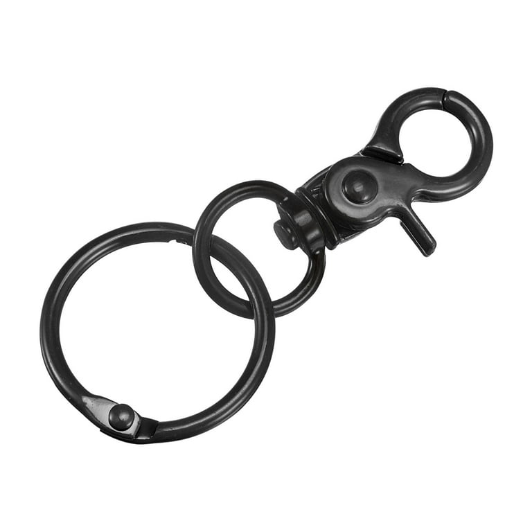 44mm Swivel Clasps Lanyard Snap Hook with Binder Ring for DIY Black