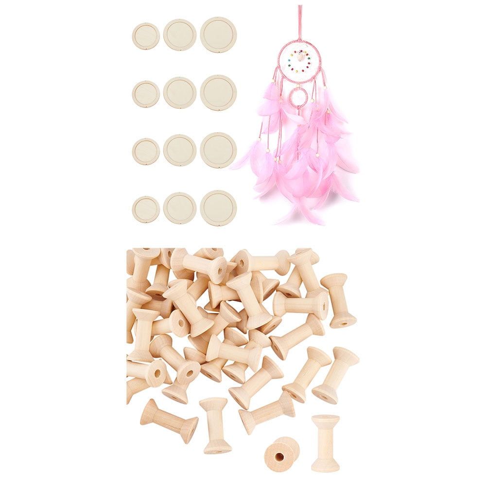 44pc 40pcs Wooden Spools 4 cm Unfinished Empty Thread Spool Mini Wood ...