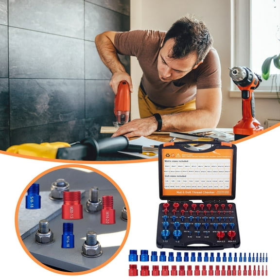 44pcs Alloy Nut And Standard And Metric Equipped With Convenient Toolbox For Checking Fixed Or Threaded Holes
