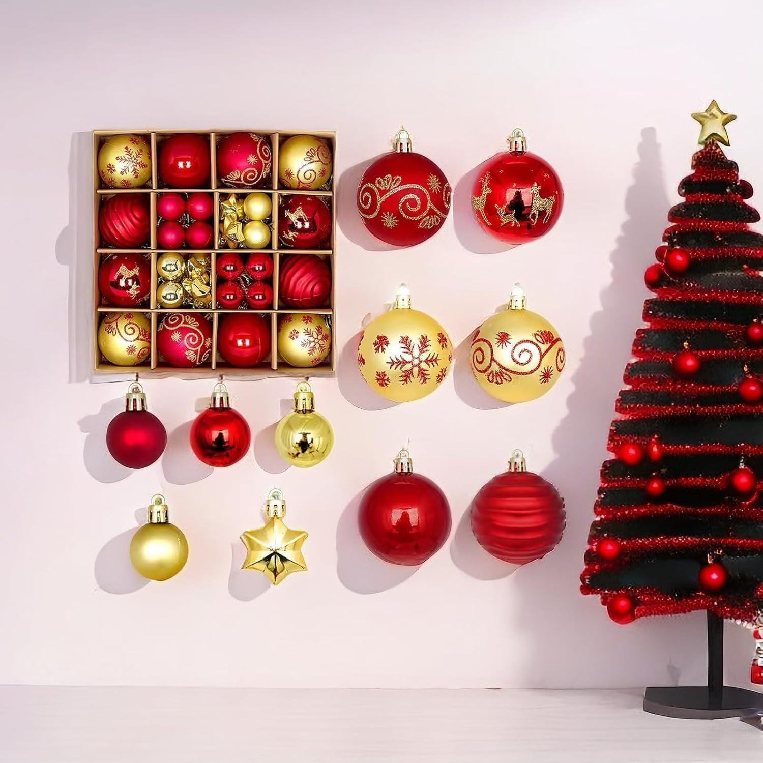 44pcs Christmas Ball Ornaments,christmas Ball Ornaments Set For 