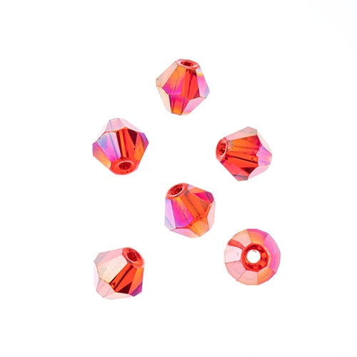 44pcs Crystal Lane DIY Bicone 7in 8mm Transparent Red AB 2 glass bead Strands for Jewelry Making, DIY Crafts & Decorations