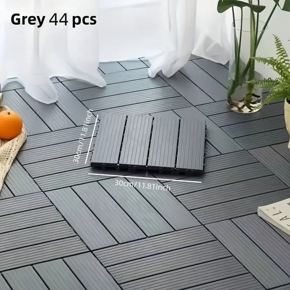 44pcs Interlocking Plastic Floor Tiles, 12-Inch Square - Waterproof All-Weather PP Material, Sturdy Interlocking Design for Easy Installation - Suitable for Patios, Pool Sides, Balconies, Backyards