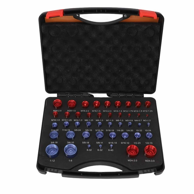 44pcs Nut and Bolt Thread Checker Red Blue Nut and Bolt Size Gauge Inch