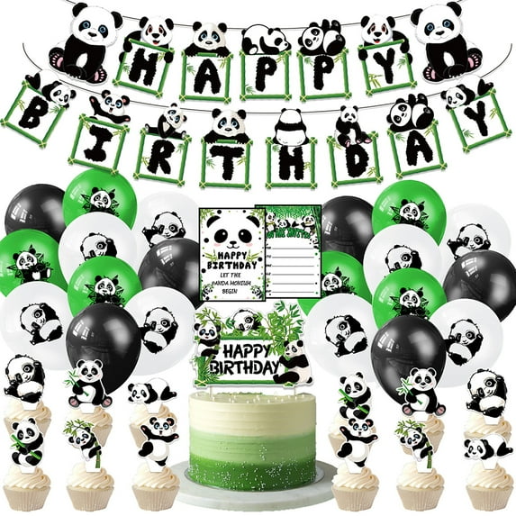 44pcs Panda Theme Party Decoration Exquisite Adorable Creative Birthday Party Decor for Kids Boys Girls Party Supplies