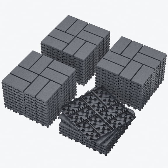44pcs Plastic Interlocking Deck Tiles, 12"x12" Waterproof Patio Tiles for Indoor Outdoor Use, All-Weather Patio Floor Decking Tiles for Garden Lawn Porch Poolside Balcony