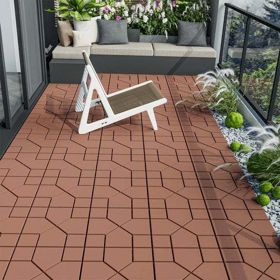 44 Pack Interlocking Deck Tiles, Deck Tiles Interlocking Outdoor All Weather, Patio Deck Tilesfor Pool Balcony Backyard Porch,12"x12", 44 Sq. Ft, Highly Durable, Stylish, Non-Slip, Faster-Drying