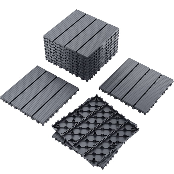 44 Pack Plastic Interlocking Deck Tiles, Outdoor Patio Flooring, 12"x12" Interlocking Decking Tile Outdoor All Weather Use, Waterproof Patio Pavers for Pool Balcony Backyard Porch, Garden