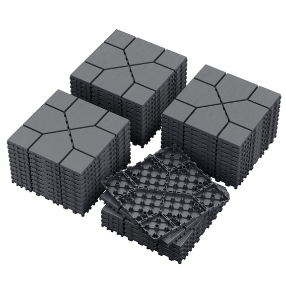 44pcs Plastic Interlocking Deck Tiles, 12"x12" Waterproof Patio Tiles for Indoor Outdoor Use, All-Weather Patio Floor Decking Tiles for Garden Lawn Porch Poolside Balcony
