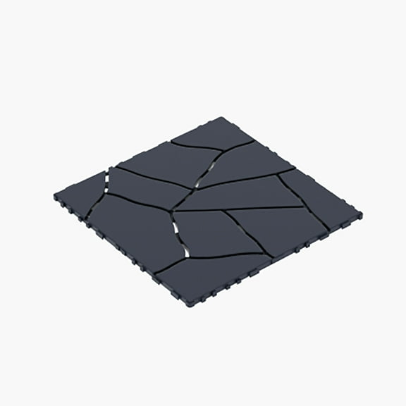 44pcs Stone Style 12" Patio Deck Tiles, DIY Module Interlocking Decking Tiles Floor Tile Outdoor and Indoor,Easy and Quick Installation Court Tiles for Porch Poolside Balcony Backyard, DARK GRAY