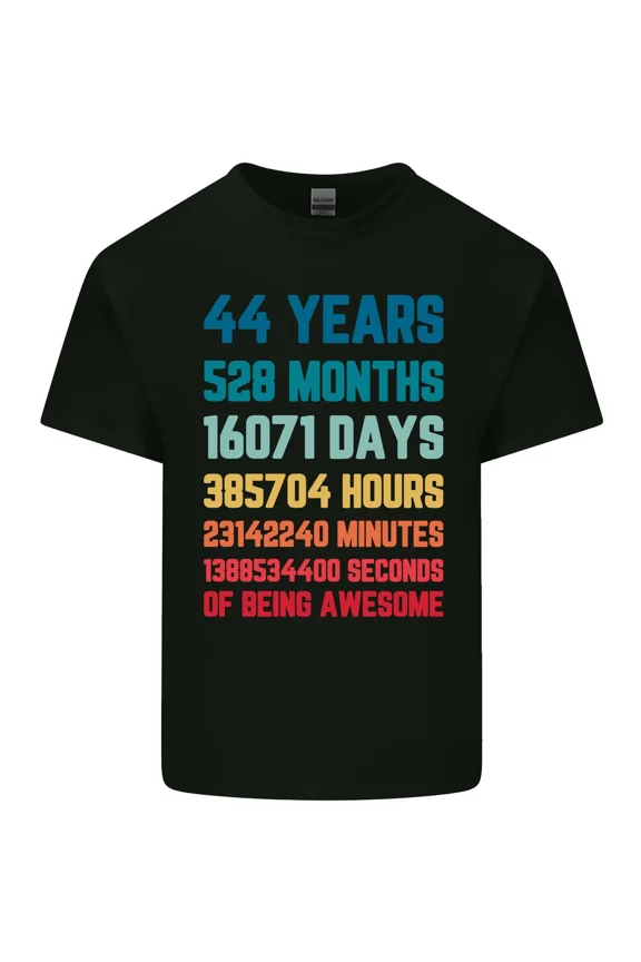 44th Birthday Party Celebration 44 Years Old Graphic Cotton Unisex T-Shirt, up to size 5XL