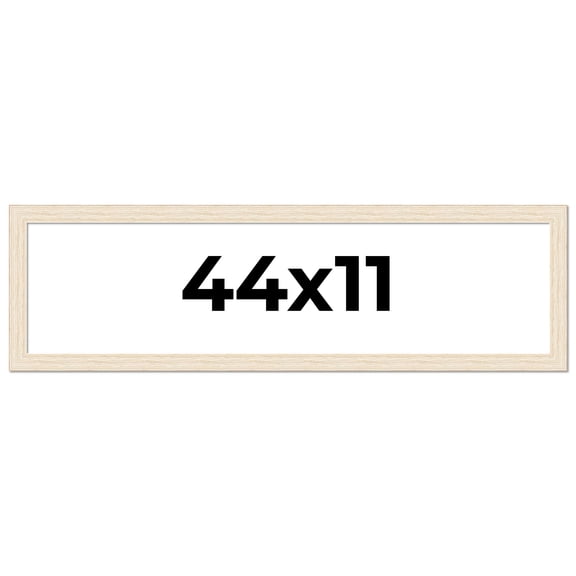 44x11 Frame White Barnwood Picture Frame - Modern Photo Frame Includes UV Acrylic Shatter Guard