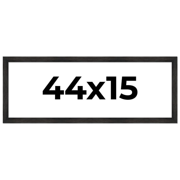 44x15 Frame Black Rustic Barnwood Solid Wood Picture Frame | 1.5 Inch Moulding Width | Includes UV