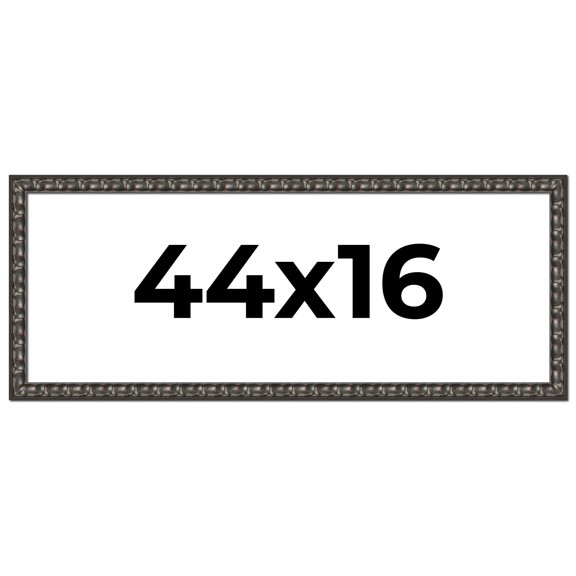 44x16 Frame Black-Brown Medieval Solid Wood Picture Frame | 1.5 Inch Moulding Width | Gotham