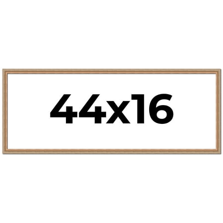 44x16 Frame Brown 60's Wooden Cabinet Solid Wood Picture Frame | 1 Inch Moulding Width | Complete