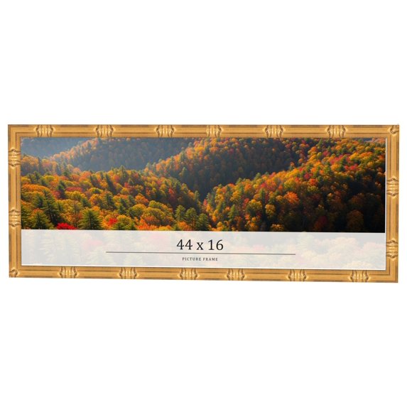 44x16 Frame Gold Bamboo Solid Wood Picture Frame | 1 Inch Moulding Width | Interior Frame Depth