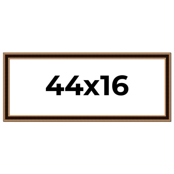 44x16 Frame Gold Brown Plein Air Vintage Solid Wood Picture Frame | 1.75 Inches Moulding Width |