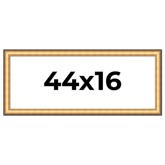 44x16 Frame Gold Plein Aire Solid Wood Picture Frame Width 2 Inches | Interior Frame Depth 0.5