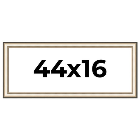 44x16 Frame Gold Silver Plein Aire 2" Inch Wide Moulding Solid Wood Picture Frame | Modena