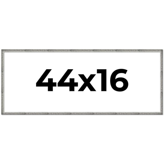 44x16 Frame Silver Grey Distressed Solid Wood Picture Frame | 0.75 Inch Moulding Width | Interior