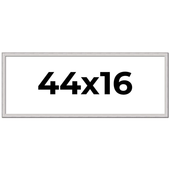 44x16 Frame Silver Inner Slope Bevel Picture Frame | 1 Inch Moulding Width | 0.75 Inch Rabbet Depth